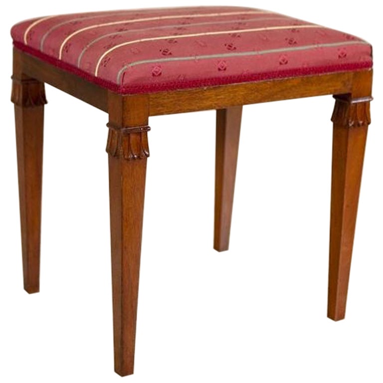 Upholstered Mahogany Stool from the 20th Century