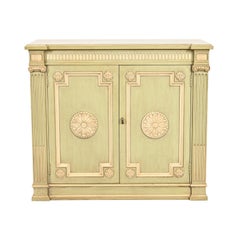 Henredon Neoclassical Green and Cream Lacquered Sideboard Buffet or Bar Cabinet