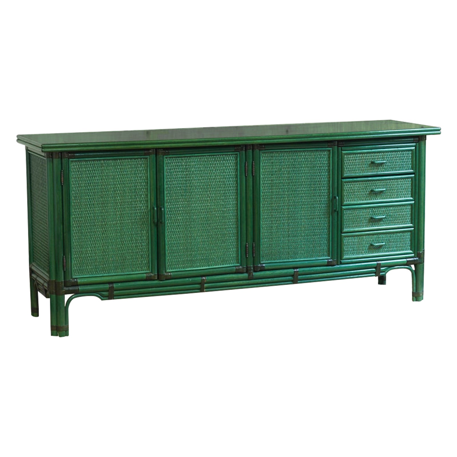Grand buffet laqué vert, années 1980