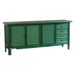 Large green lacquered sideboard, 1980s