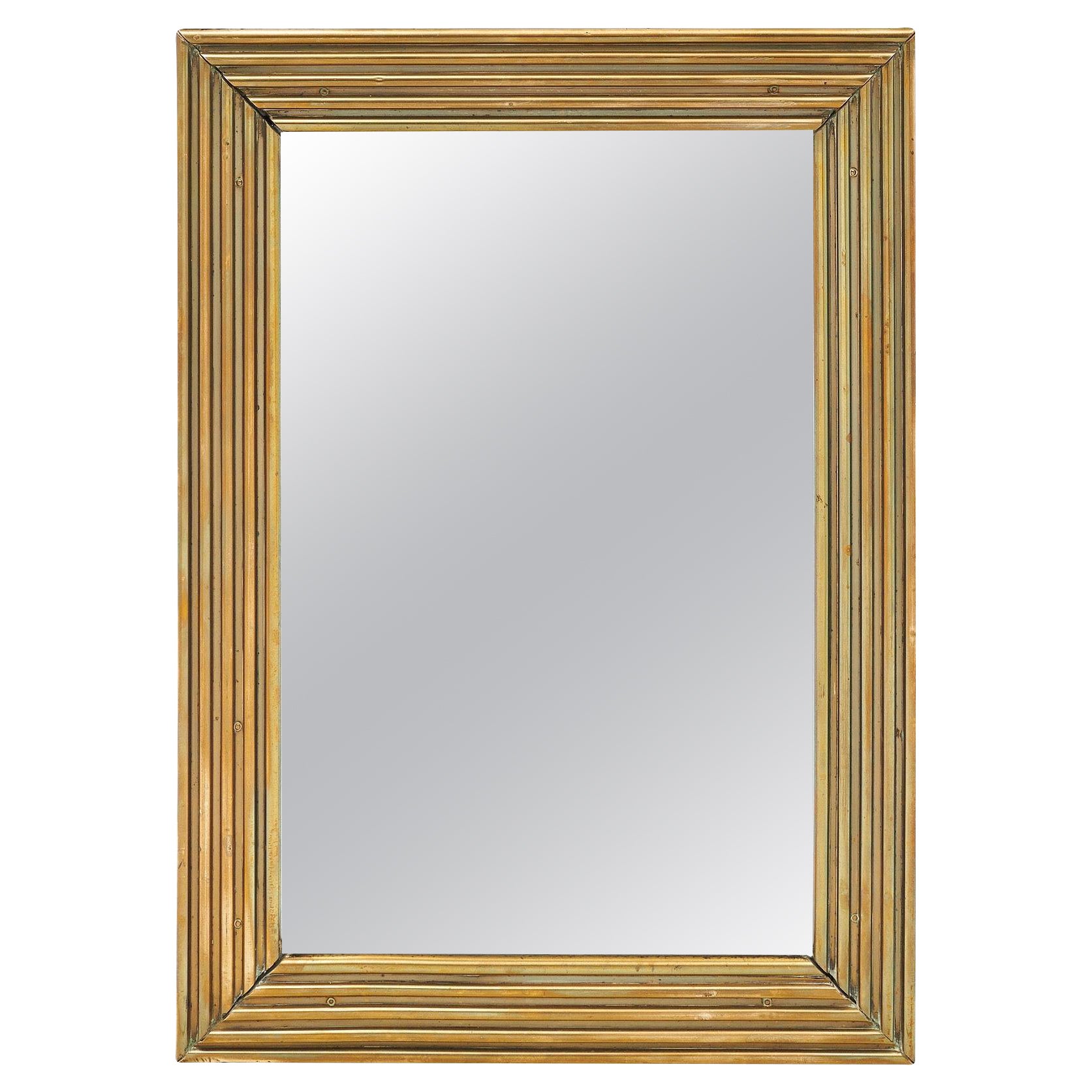 Specchio in ottone francese di metà secolo