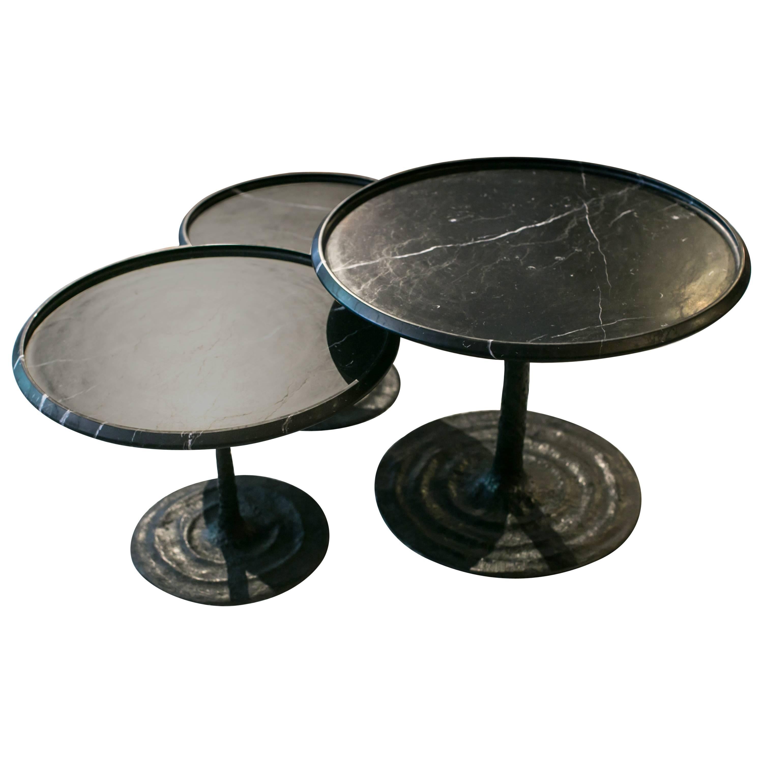 Giverny Coffee Tables/Michel Amar, Paris, Handcrafted in Marble and Bronze