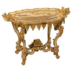 18th century, Italian Baroque Lacquered and Gilt Center Tray Table