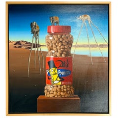 Original Signed Ben Steele (1977 -  ) Painting Titled Dali's Peanuts Circa 2008