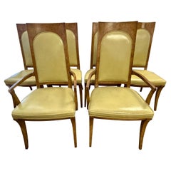 Set of Six Mid Century Modern Mastercraft Space Age Burlwood Dining Chairs