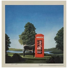 Signed and Numbered Limited Edition Richard Deyber Lithograph Donkey in Booth