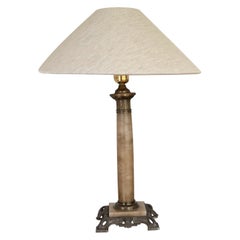 Onyx and Brass Column Table Lamp. 1920's.