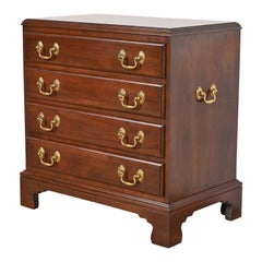 Antique Georgian Solid Cherry Wood Four-Drawer Bedside Chest