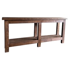 Custom Reclaimed Elm Wood Console Table In Dark Finish with Shelf