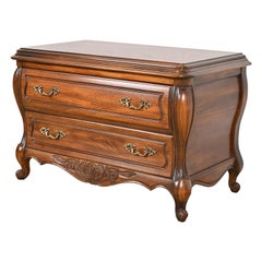 Hickory French Provincial Louis XV Carved Walnut Bombay Chest or Commode