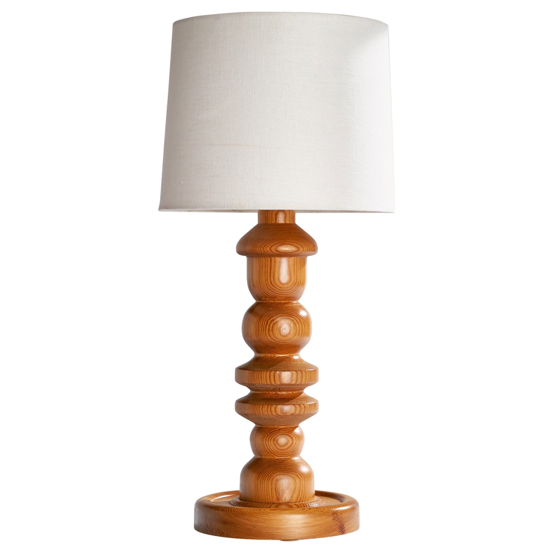 Swedish Designer, Table Lamp, Pine, Sweden, 1970s
