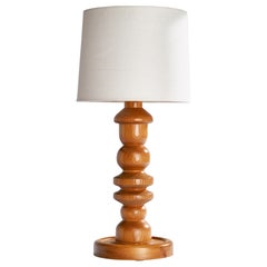 Schwedische Designerin, Tischlampe, Kiefernholz, Schweden, 1970er Jahre