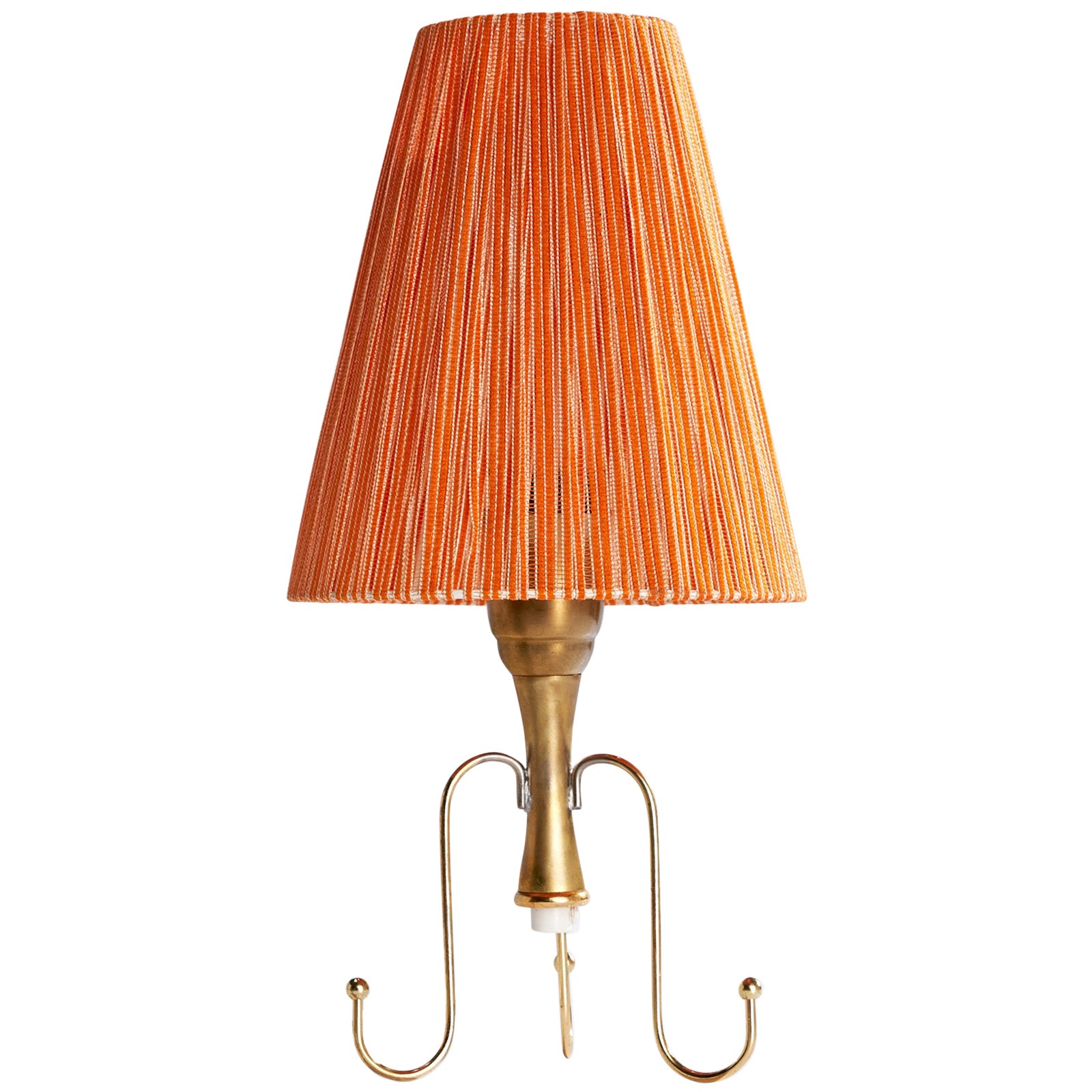 Swedish Designer, Table Lamp, Brass, Fabric, Sweden, 1950s