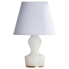Lampada da tavolo di design italiano, alabastro, ottone, Italia, anni '50