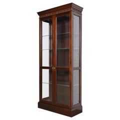 Stickley Georgian Carved Cherry Wood Lighted Bookcase or Display Cabinet
