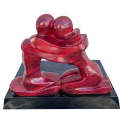 Marble Abstract Sculpture of Embracing Couple by Mark Yale Harris