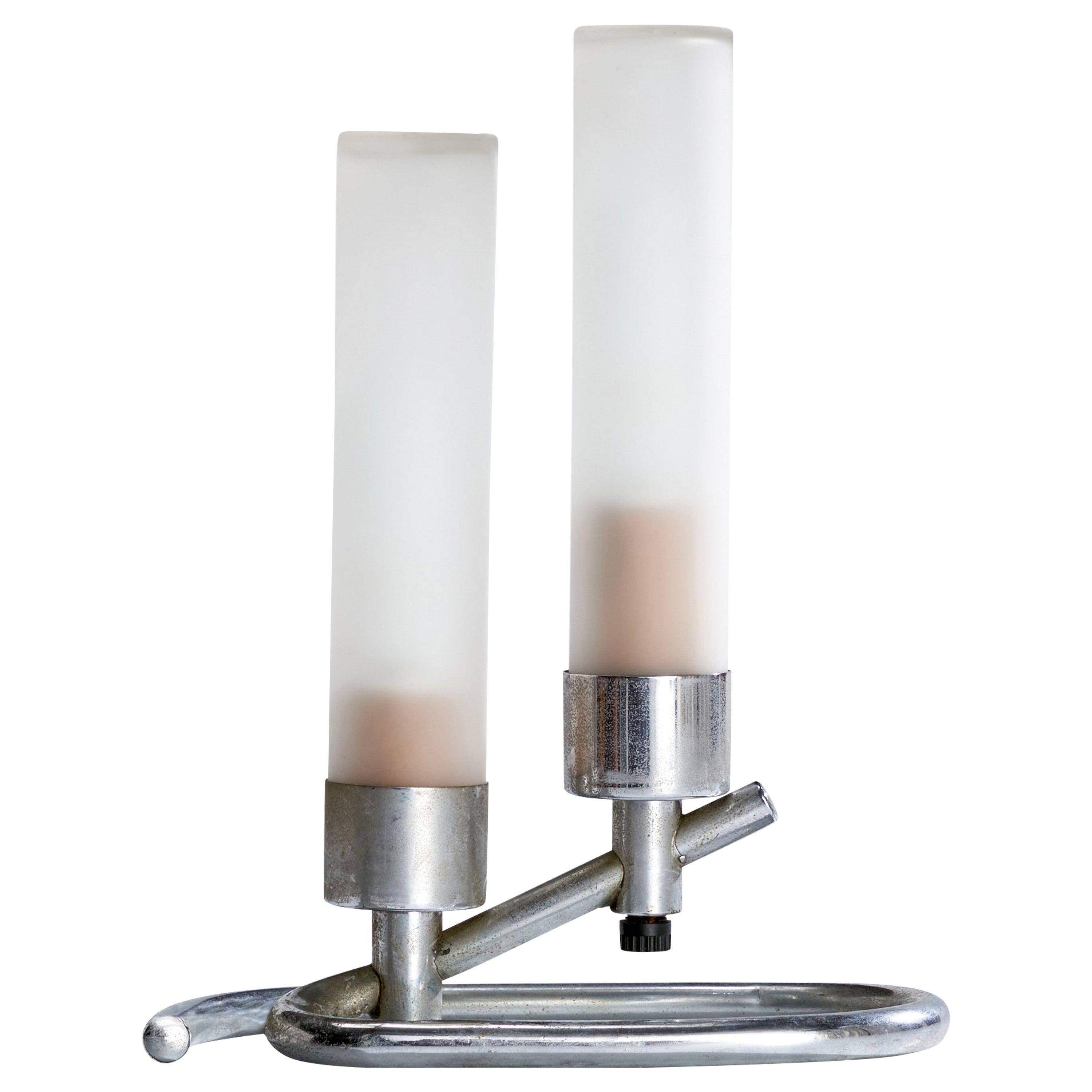 Gilbert Rohde Attribution, Lampada da tavolo, Cromo, Vetro, USA, anni '30