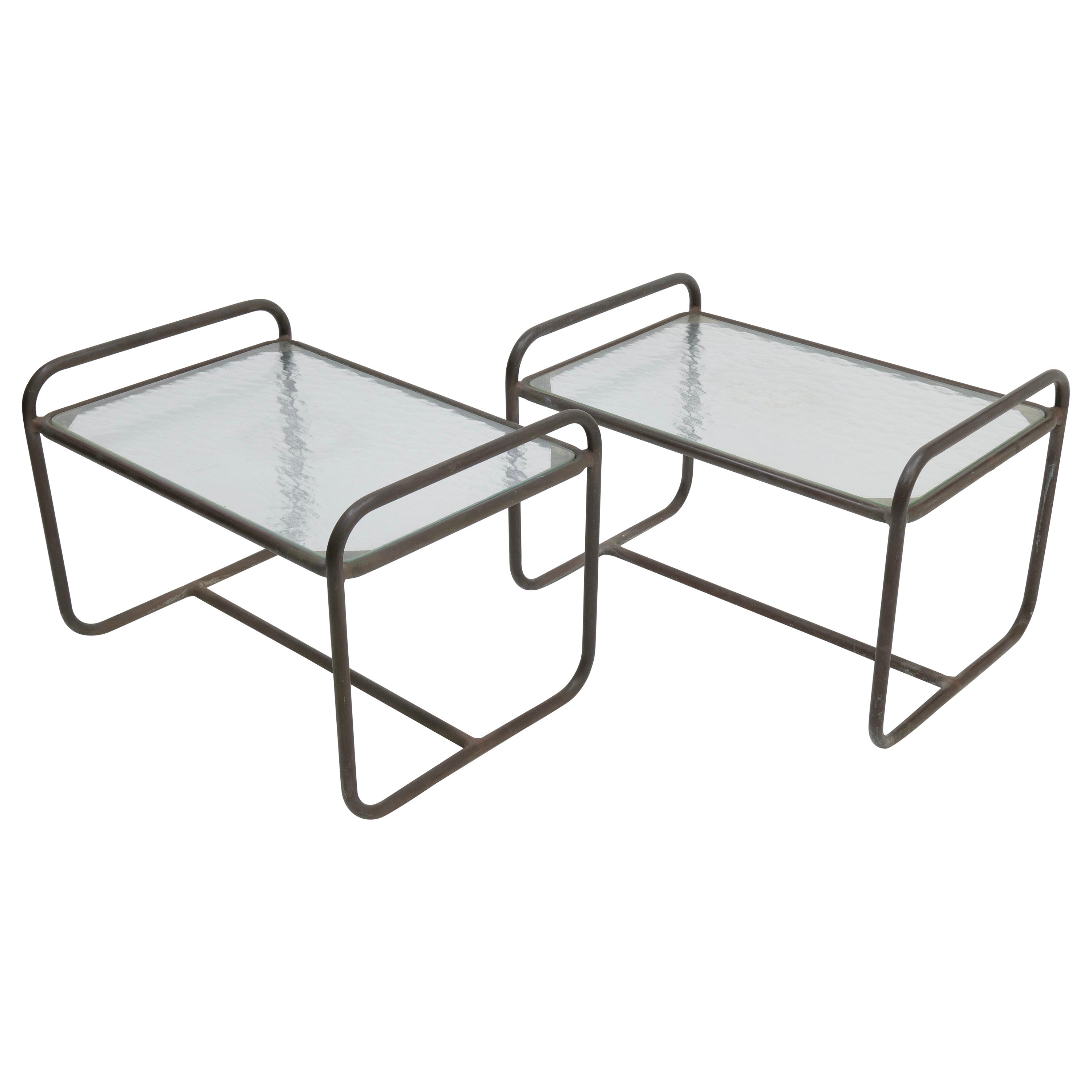 Mesa auxiliar de patio Walter Lamb para Brown Jordan Bronce