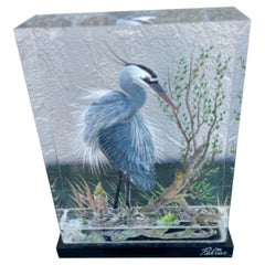 Escultura acrílica de pájaro Garza Azul de Peltier