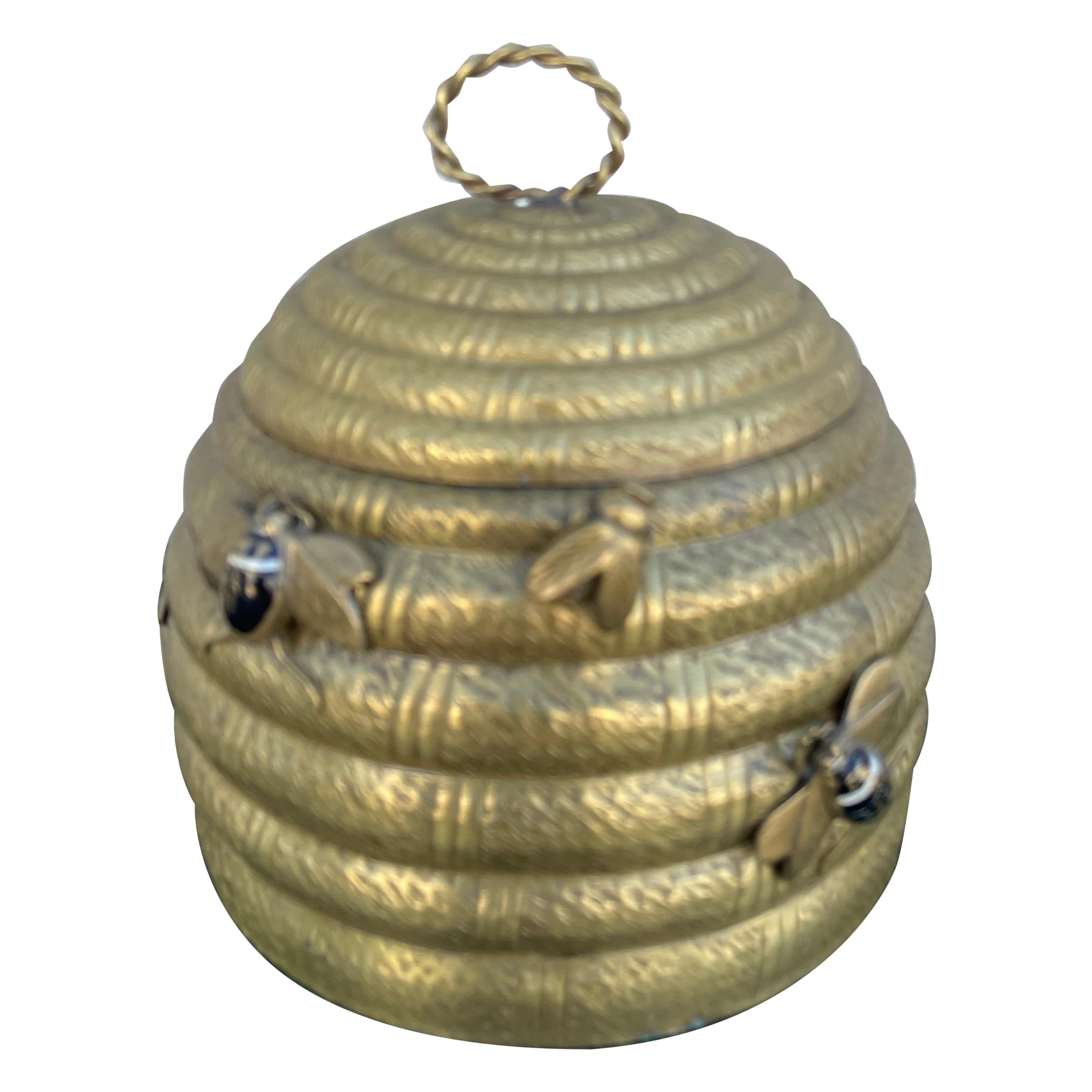 Gilded Brass Beehive Box For Sale