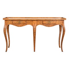 Baker Furniture French Provincial Louis XV Oak and Burl Wood Console Table