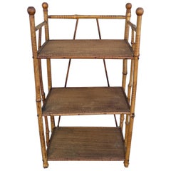 Small Antique Bamboo Three Tier Shelf