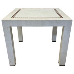 Maitland-Smith Tessellated Stone With Brass Inlay Game or Dining Table
