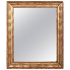 Gilt Napoleon III Mirror Trimmed with Small Flame Stitch Pattern