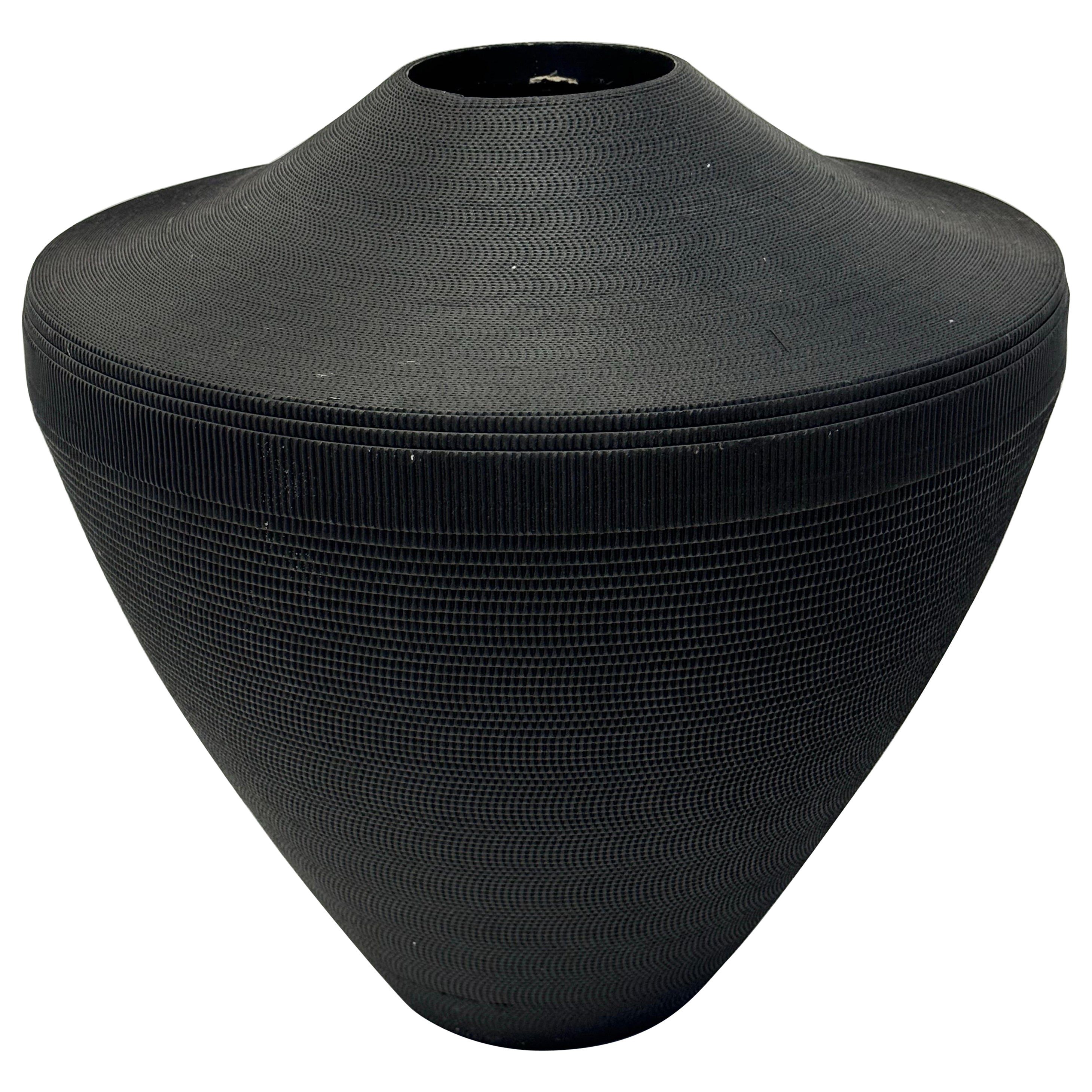 Postmodern Black Corrugated Cardboard Vase by Flute, Chicago For Sale