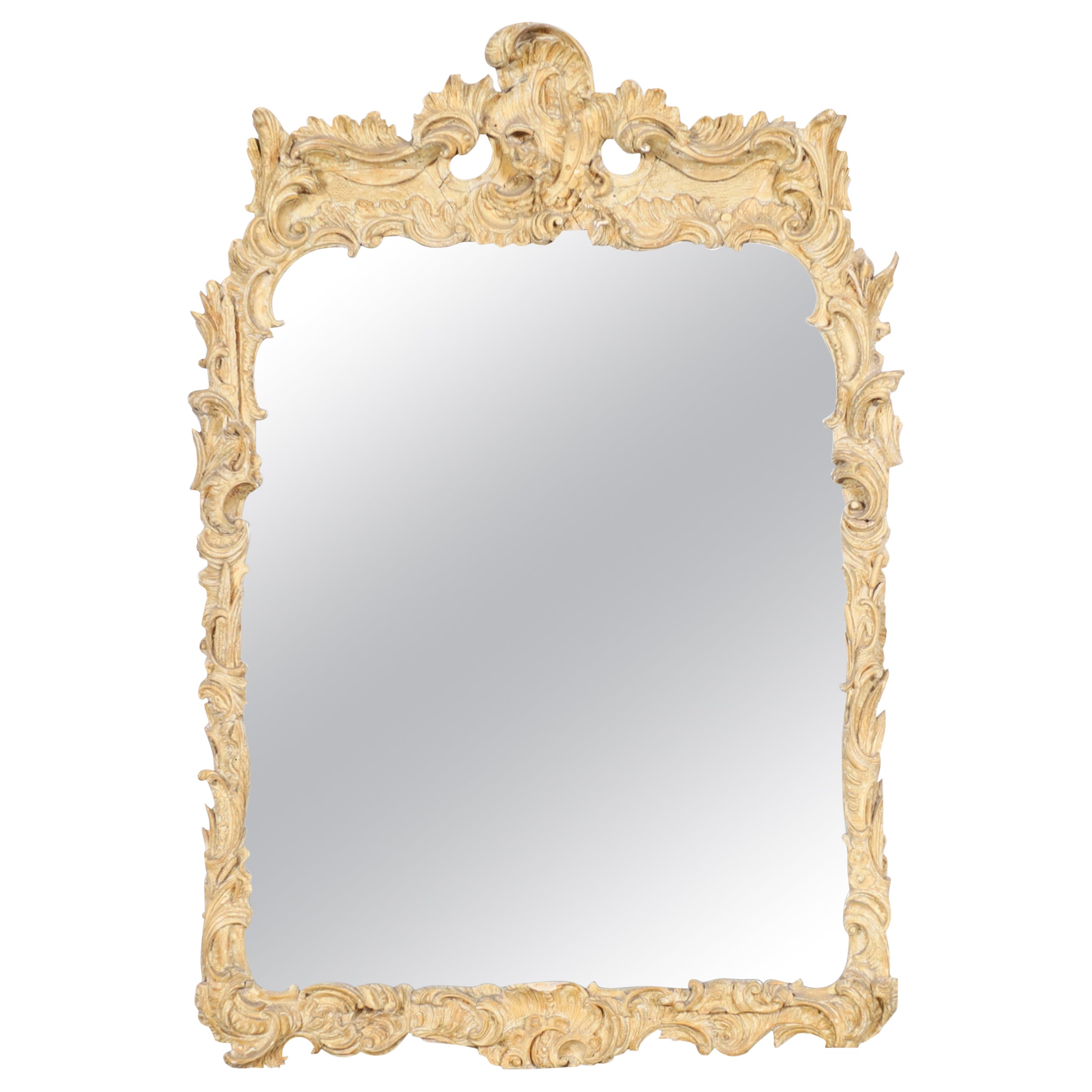 French Louis XV Carved Wood Mirror