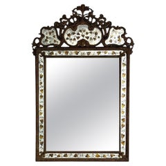 Maison Jansen, Hollywood Regency, Eglomise Wall Mirror, Gesso, Etched Glass