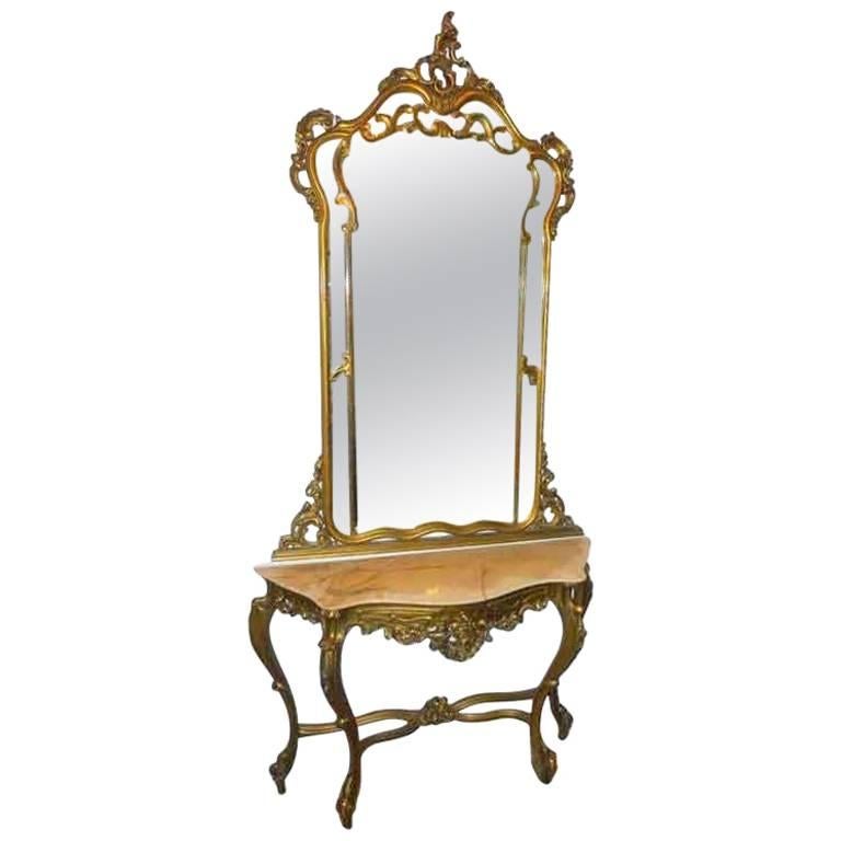 French Console with Mirror For Sale