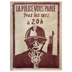 Mai 68 Original Vintage Französisch Poster La Police Vous Parle Tous Les Soirs À 20 h