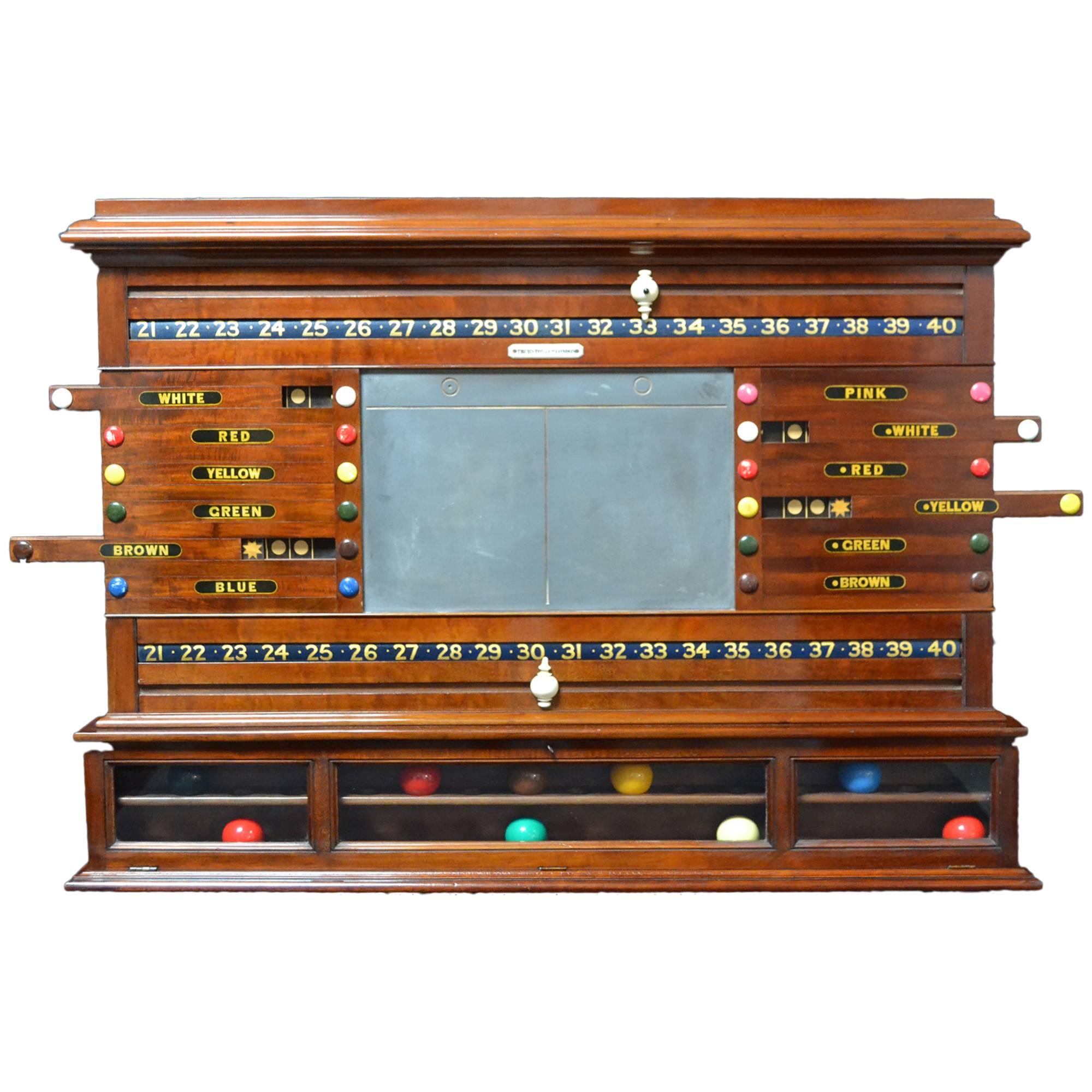 Mahogany Wall-Mounted Billiards, Snooker Scoring Cabinet, circa 1870