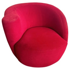 Sedia girevole Nautilus in tessuto rosso postmoderno