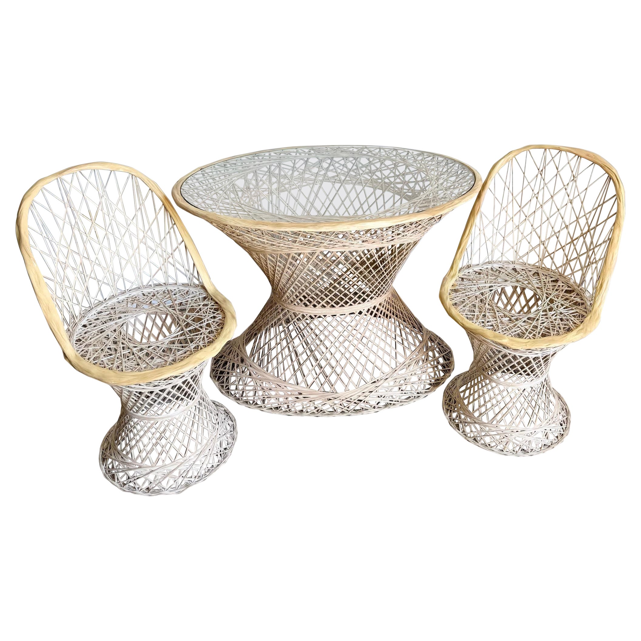 Mid Century Modern Spun Fiberglass Woodard Dining Set - 3 Pieces