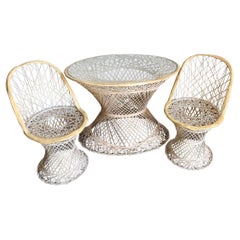 Mid Century Modern Spun Fiberglass Woodard Dining Set - 3 Pieces