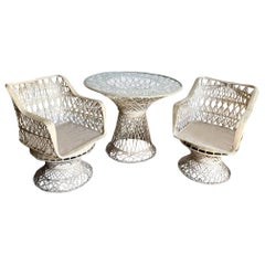 Mid Century Modern Spun Fiberglass Swivel Chair Dining Set - Three Pieces