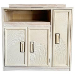 Boho Chic Henry Link Pencil Reed Cabinet/Dry Bar With Rotating Top