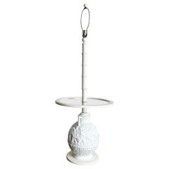 Boho Chic Elephant Ceramic Faux Bamboo Glass Floor Lamp/Side Table