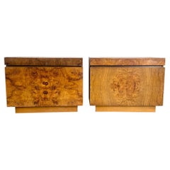 Mid Century Modern Burl Wood Nightstands by Lane - a Pair