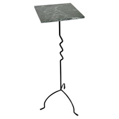 Memphis Modern Metal Green Marble Top Pedestal Table