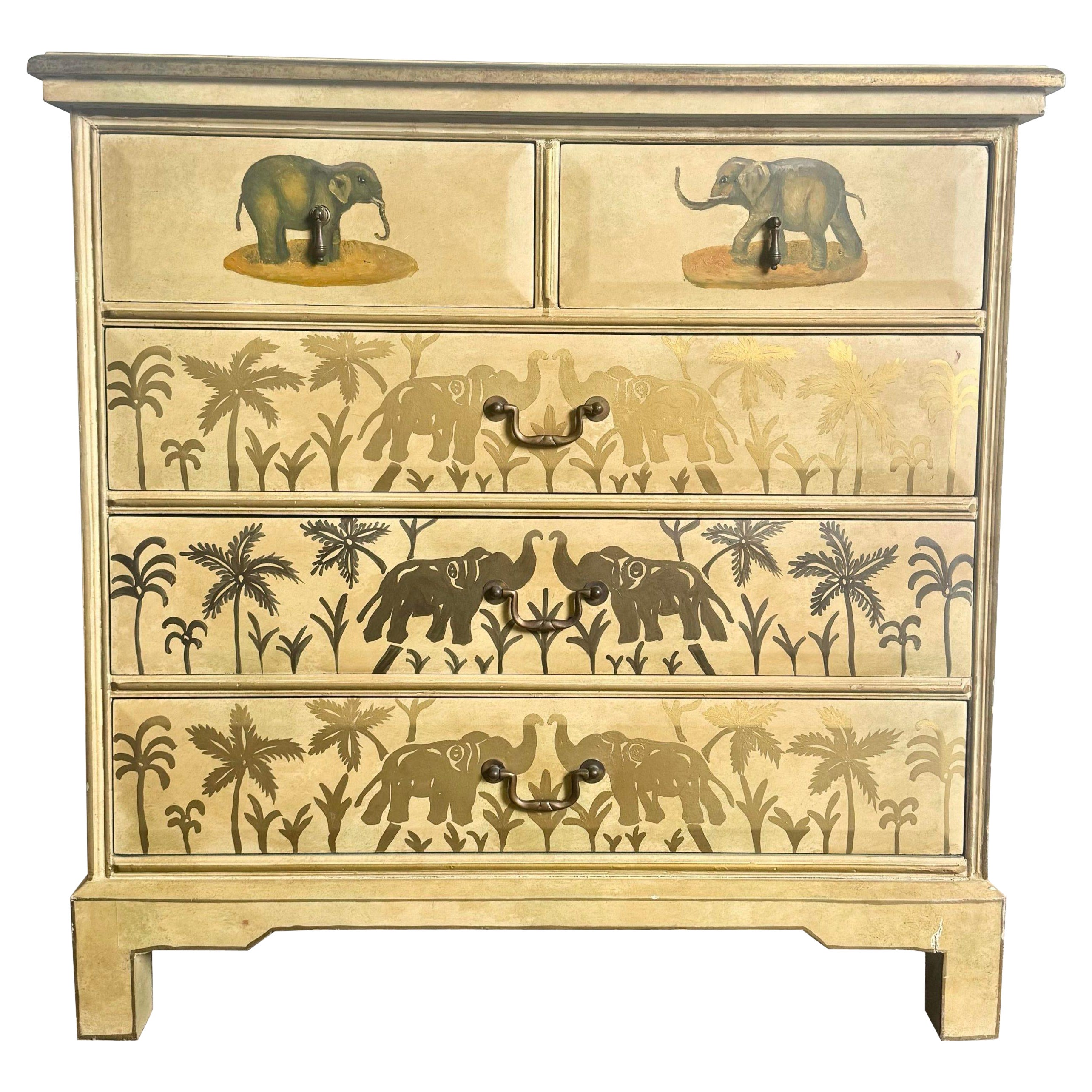 Regency Chest of Drawers With Hand Painted Elephants