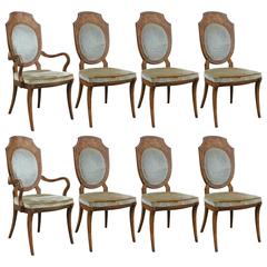 Stunning Set of Eight Burl Dining Chairs by Mastercraft