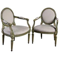 Pair of 18th Century Piedmontese Open Armchairs or Fauteuils