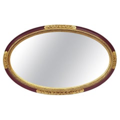 Antique French Oval Mirror, Gilded & Colored Art Deco Period, circa 1926