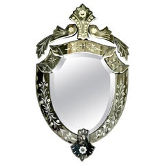19th Century Shield Venetian Mirror  This is a very unusual piece