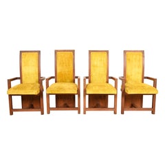 Frank Lloyd Wright for Heritage Henredon Taliesin High Back Armchairs, Set of 4