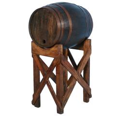 Used Oak Wine Barrel on Stand from France, circa 1900