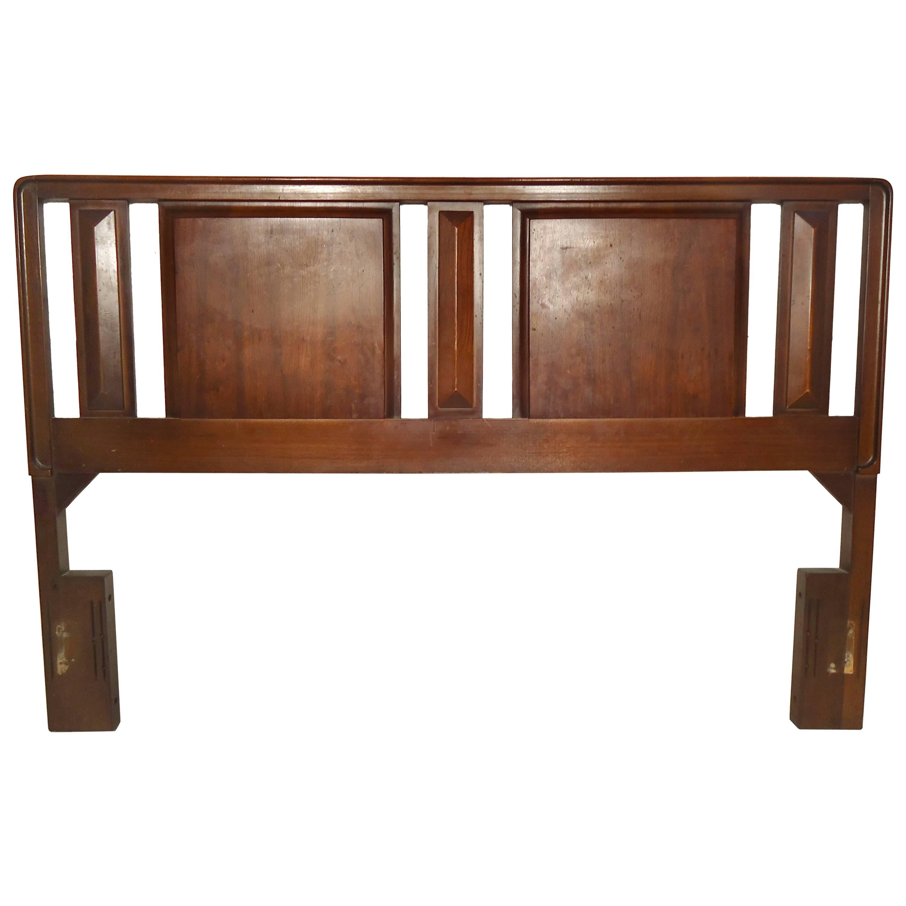 Mid-Century Sculpted Walnut Headboard